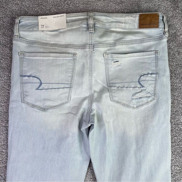 American Eagle Jegging Jeans Women's 10 Short Blue Mid-Rise Light Wash Denim - Picture 6 of 13